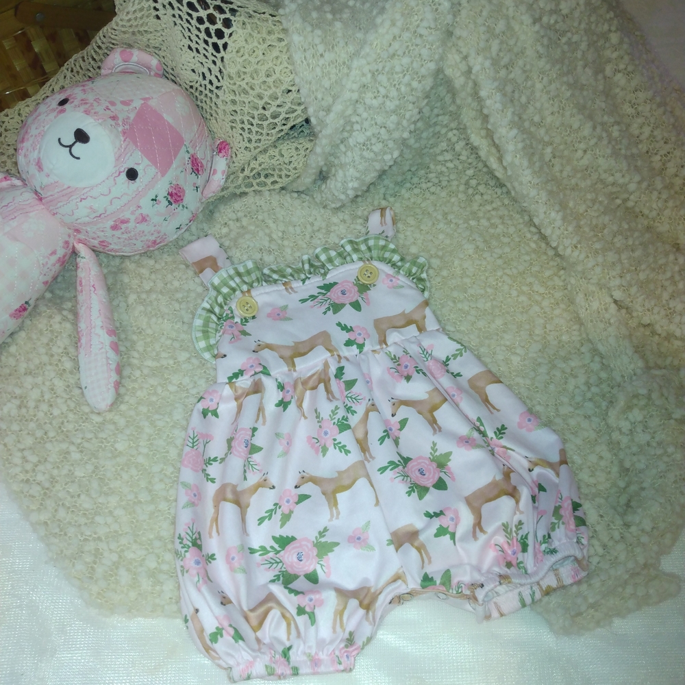 Marie Oliver Pink Floral Deer Romper